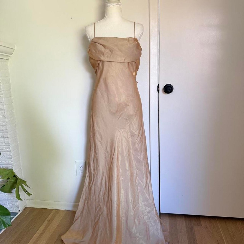 Betsy & Adam by Linda Bernell gold rayon blend maxi Y2k dress